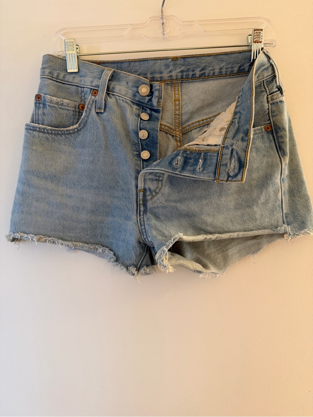 Levi's 501 Light Blue Button-Fly Cutoff Denim Shorts Size W27